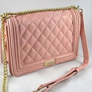 NWT BCBG pink quilted chain handbag